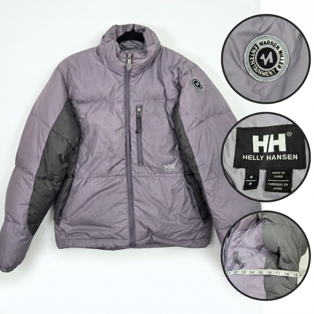 Vintage Helly Hansen Down Puffer Jacket S Warren Miller Ski Two Tone Purple
